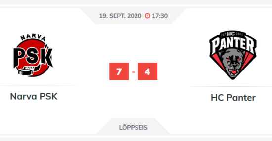 Mängu kokkuvõtte: sept. 19 Narva PSK vs HCPanter