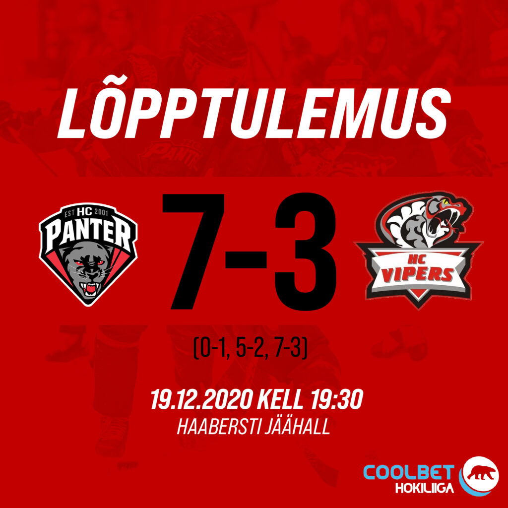 Selle aastanumbri viimane kodumäng mängitud ja võit tuli koju! HC Panter 7 – 3 HC Vipers