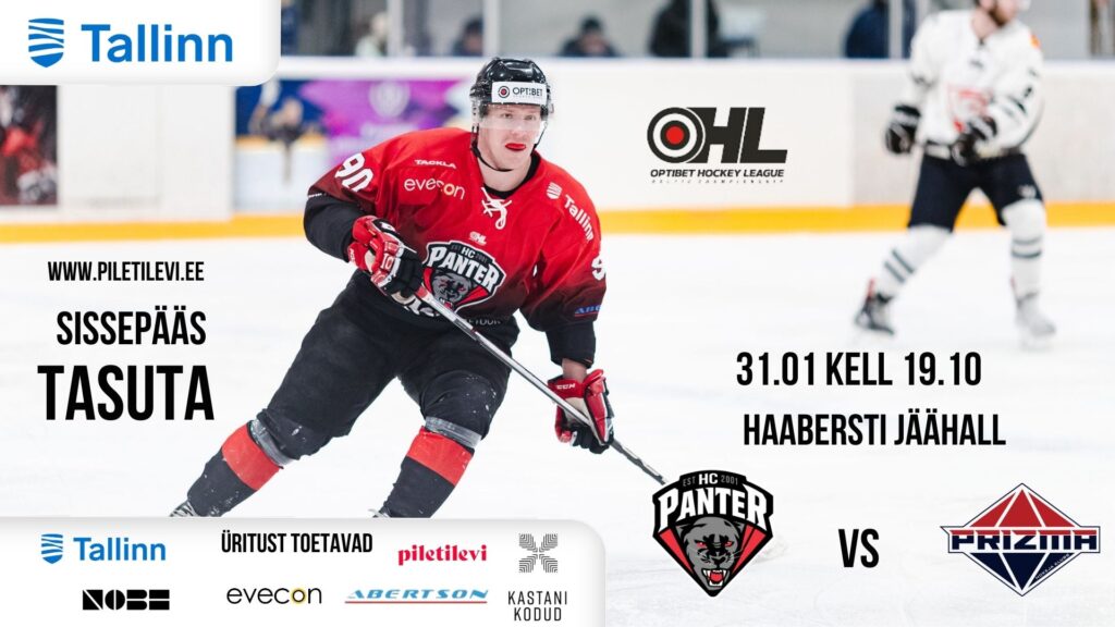 Tallinna HC Panter jäähokimeeskond võõrustab 31.01 kell 19.10 pealtvaatajatele tasuta mängus HK Prizma meeskonda